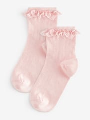 Pink Cotton Rich Ruffle Ankle Socks 2 Pack - Image 3 of 4