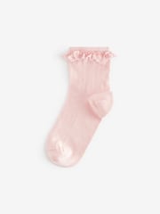 Pink Cotton Rich Ruffle Ankle Socks 2 Pack - Image 4 of 4