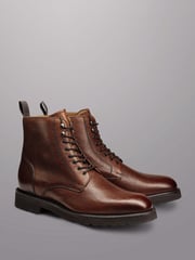 Charles Tyrwhitt Brown Grain Leather Lace Up Boots - Image 3 of 4