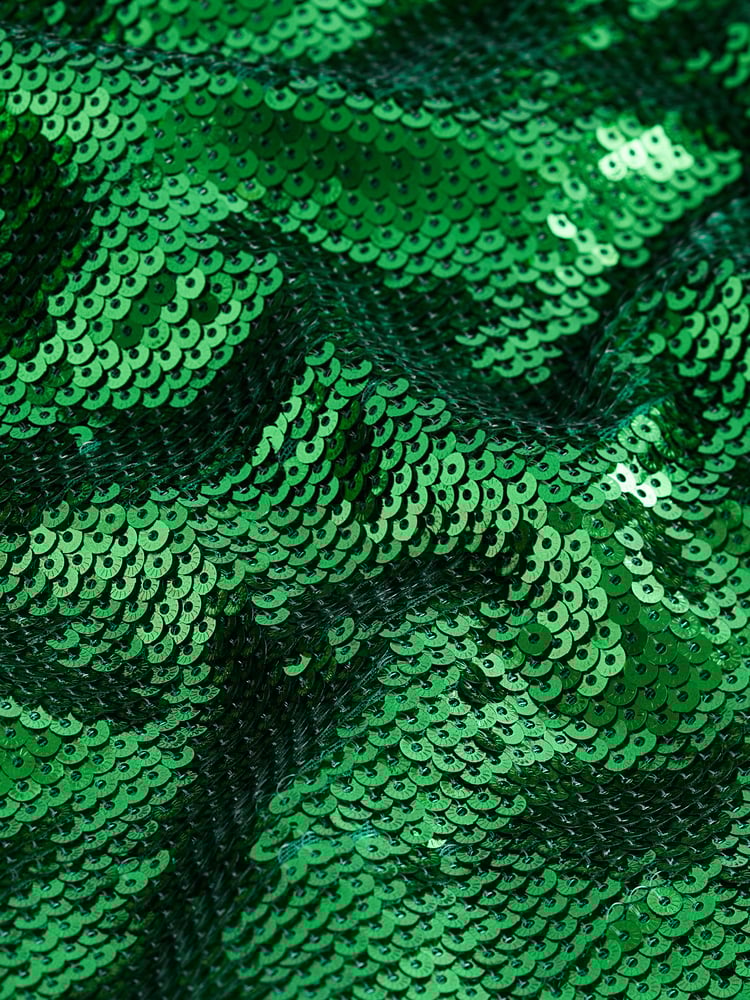 Green Long Sleeve Belted Sequin Mini Dress - Image 2 of 6