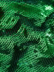 Green Long Sleeve Belted Sequin Mini Dress - Image 6 of 6