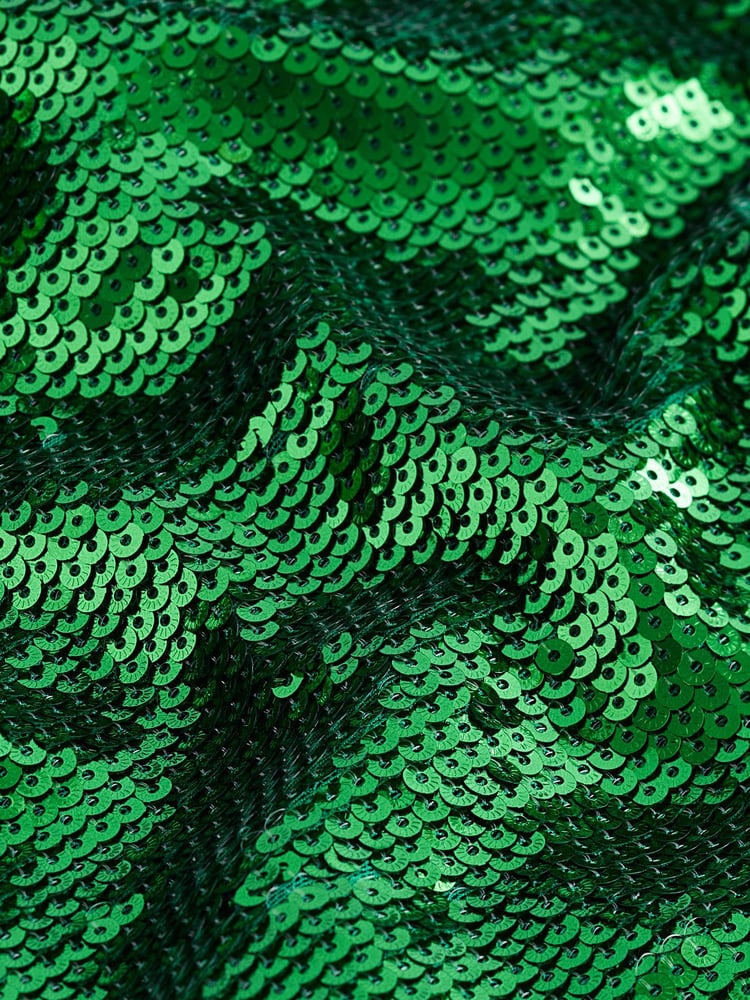 Green Long Sleeve Belted Sequin Mini Dress - Image 6 of 6
