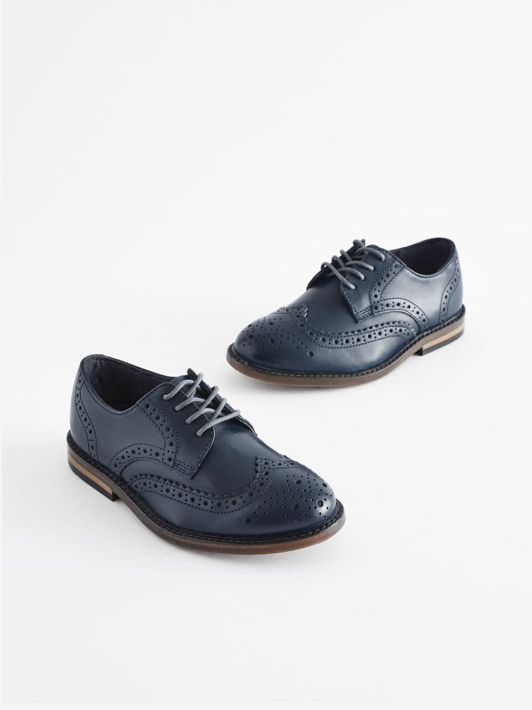 Navy Wide Fit (G) Leather Brogues - Image 1 of 6