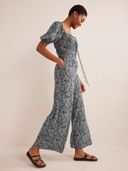Boden Black Tie Neck Keyhole Jumpsuit - Image 1 of 5
