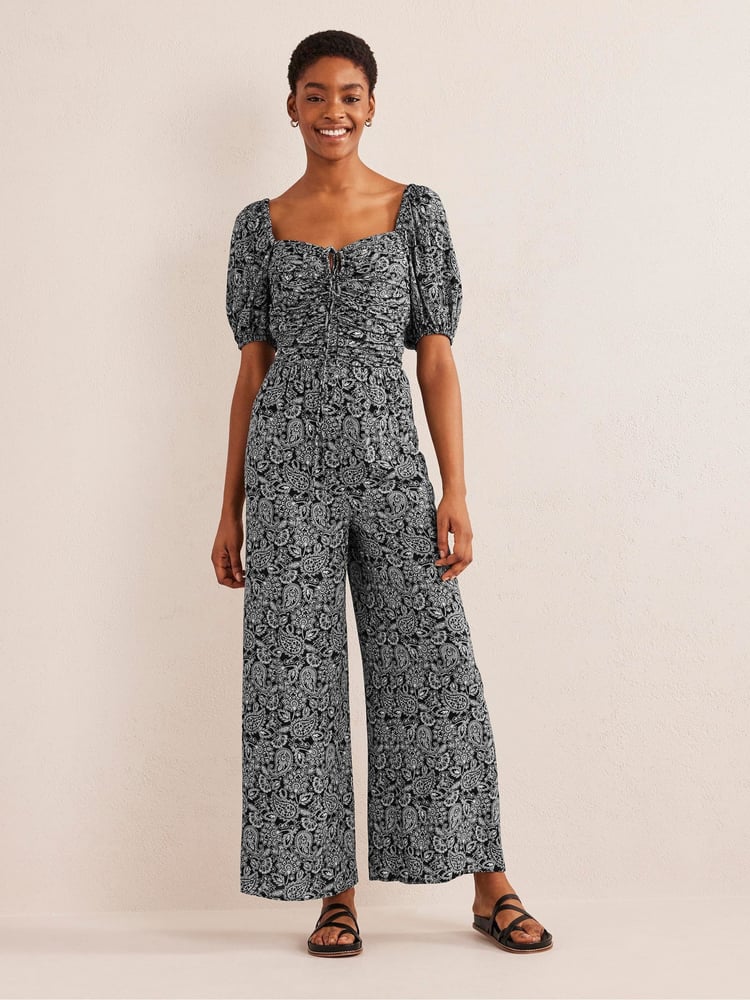Boden Black Tie Neck Keyhole Jumpsuit - Image 2 of 5