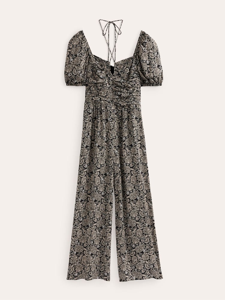 Boden Black Tie Neck Keyhole Jumpsuit - Image 5 of 5