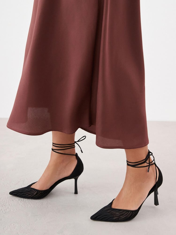 Black Forever Comfort® Point Toe Wrap Heel Shoes - Image 2 of 9 Black Forever Comfort® Point Toe Wrap Heel Shoes - Image 2 of 9