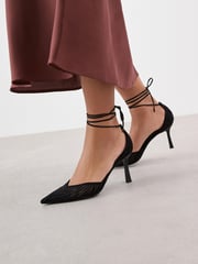 Black Forever Comfort® Point Toe Wrap Heel Shoes - Image 4 of 9