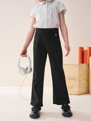 Black Regular Length Pull-On Cotton Rich Stretch Boot Cut School Trousers (3-16yrs) - Image 1 of 8