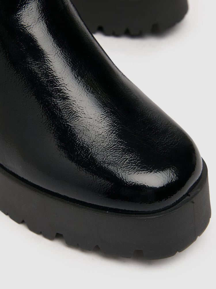 Schuh Anna Patent Black Platform Chelsea Boots - Image 4 of 4