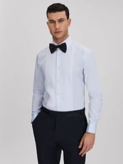Reiss Soft Blue Marcel - Double Cuff Slim Fit Double Cuff Tuxedo Shirt - Image 1 of 8