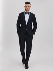 Reiss Soft Blue Marcel - Double Cuff Slim Fit Double Cuff Tuxedo Shirt - Image 3 of 8
