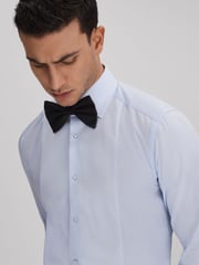 Reiss Soft Blue Marcel - Double Cuff Slim Fit Double Cuff Tuxedo Shirt - Image 4 of 8