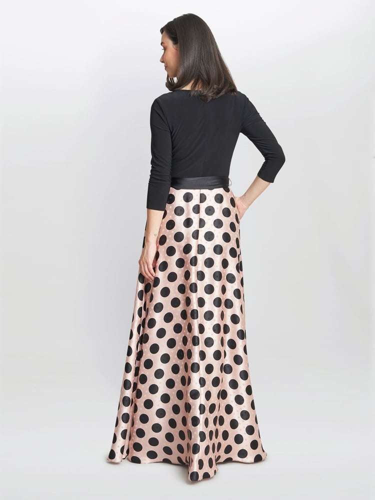 Gina Bacconi Pink Esther Spot Print Satin And Jersey Dress - Image 2 of 5