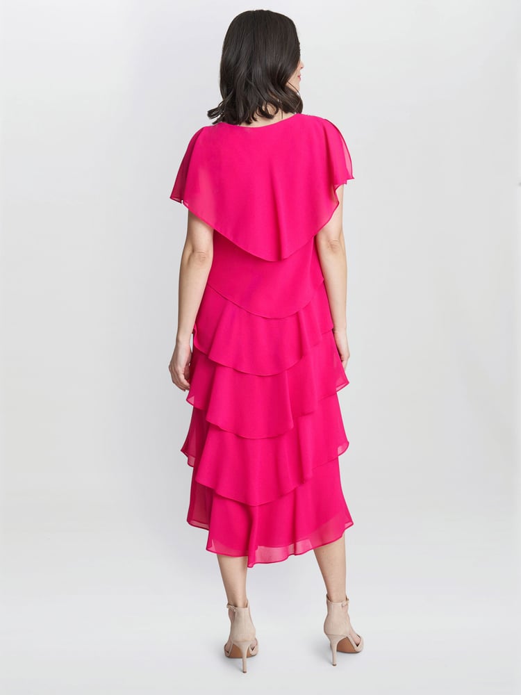Tessa Midi Tiered Dress With Shoulder Trim - Image 2 of 4 Tessa Midi Tiered Dress With Shoulder Trim - Image 2 of 4