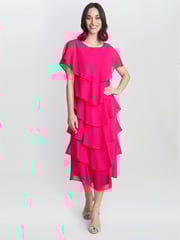 Tessa Midi Tiered Dress With Shoulder Trim - Image 3 of 4