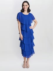 Tessa Midi Tiered Dress With Shoulder Trim - Image 1 of 4