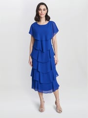 Tessa Midi Tiered Dress With Shoulder Trim - Image 3 of 4