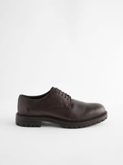 Brown Leather Cleated Sole Derby Shoes - Image 3 of 6