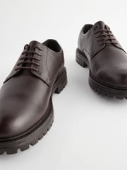 Brown Leather Cleated Sole Derby Shoes - Image 5 of 6