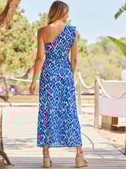 Sosandar Blue One Shoulder Maxi Dress - Image 3 of 5