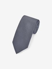 Navy Blue Textured Silk Tie - Image 1 of 3