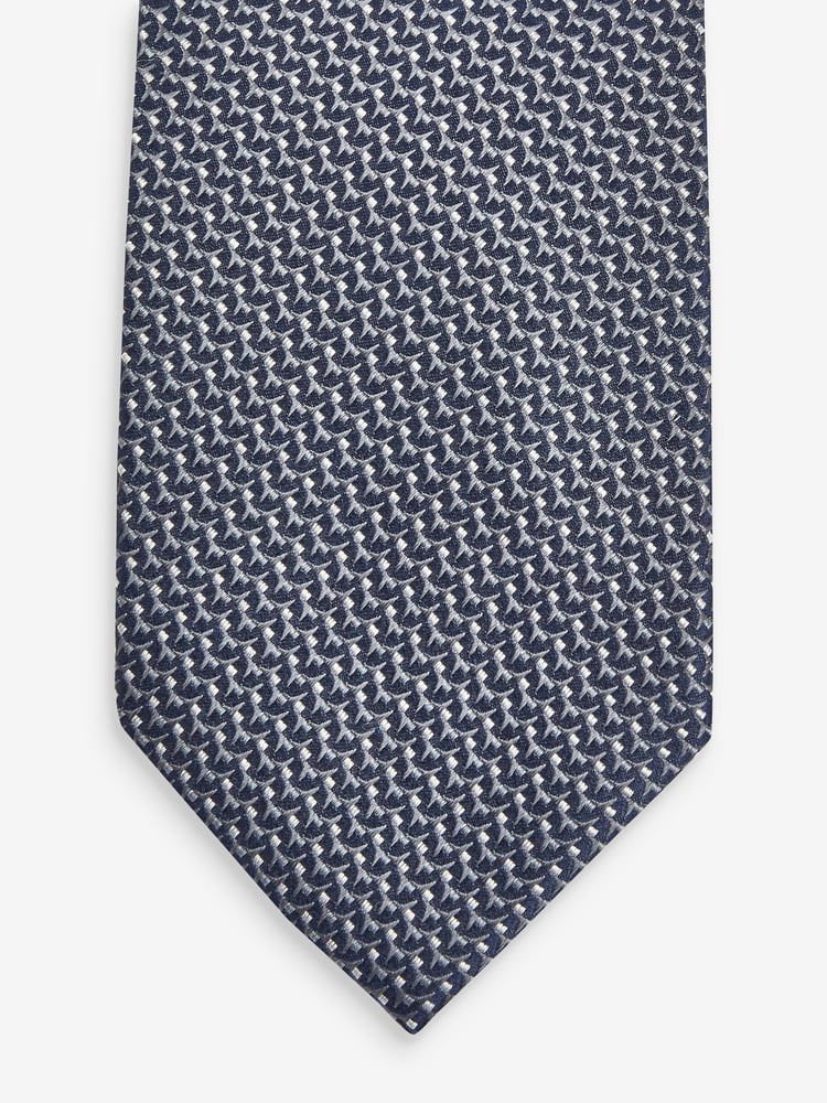 Navy Blue Textured Silk Tie - Image 2 of 3