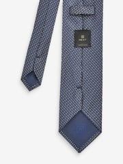 Navy Blue Textured Silk Tie - Image 3 of 3