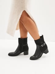 Black Forever Comfort® Buckle Detail Heeled Ankle Boots - Image 1 of 7