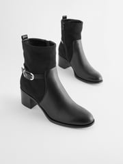Black Forever Comfort® Buckle Detail Heeled Ankle Boots - Image 3 of 7