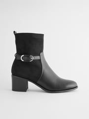 Black Forever Comfort® Buckle Detail Heeled Ankle Boots - Image 4 of 7