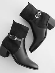 Black Forever Comfort® Buckle Detail Heeled Ankle Boots - Image 5 of 7