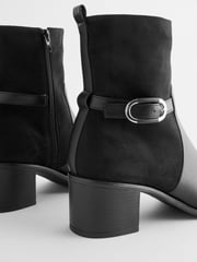 Black Forever Comfort® Buckle Detail Heeled Ankle Boots - Image 6 of 7