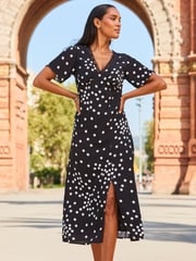 Sosandar White Lace Trim Fit & Flare Dress - Image 1 of 5