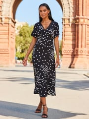 Sosandar White Lace Trim Fit & Flare Dress - Image 4 of 5