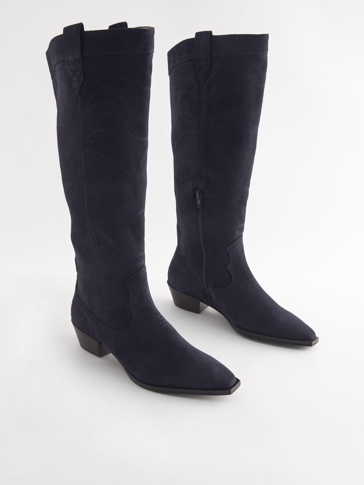 Navy Forever Comfort® Stitched Detail Western Boots - Image 1 of 5