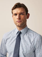 Blue Floral/Blue Textured Polka Dot Regular Fit Occasion Shirt And Tie Pack - Image 4 of 9