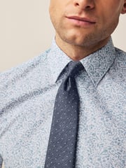Blue Floral/Blue Textured Polka Dot Regular Fit Occasion Shirt And Tie Pack - Image 5 of 9