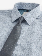 Blue Floral/Blue Textured Polka Dot Regular Fit Occasion Shirt And Tie Pack - Image 8 of 9
