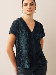 Grey Animal Printed Short Sleeve Lace Trim Top - Image 1 of 6