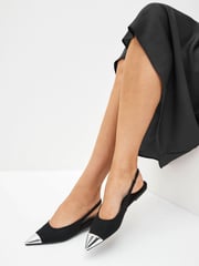 Black Forever Comfort® Metallic Toe Slingback Shoes - Image 2 of 8