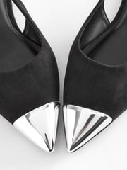 Black Forever Comfort® Metallic Toe Slingback Shoes - Image 6 of 8