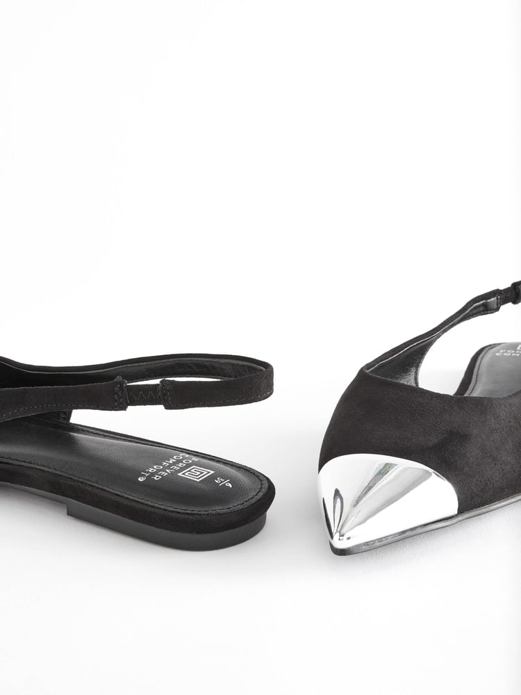 Black Forever Comfort® Metallic Toe Slingback Shoes - Image 8 of 8