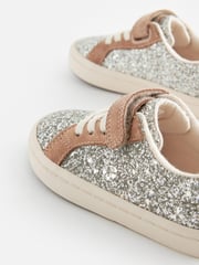Silver Glitter Wide Fit (G) Elastic Lace Trainers - Image 4 of 5