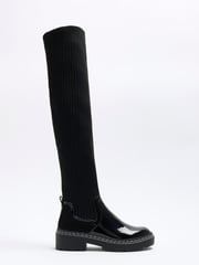 River Island Black Knit High Leg Boots - Image 1 of 5