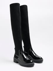 River Island Black Knit High Leg Boots - Image 3 of 5