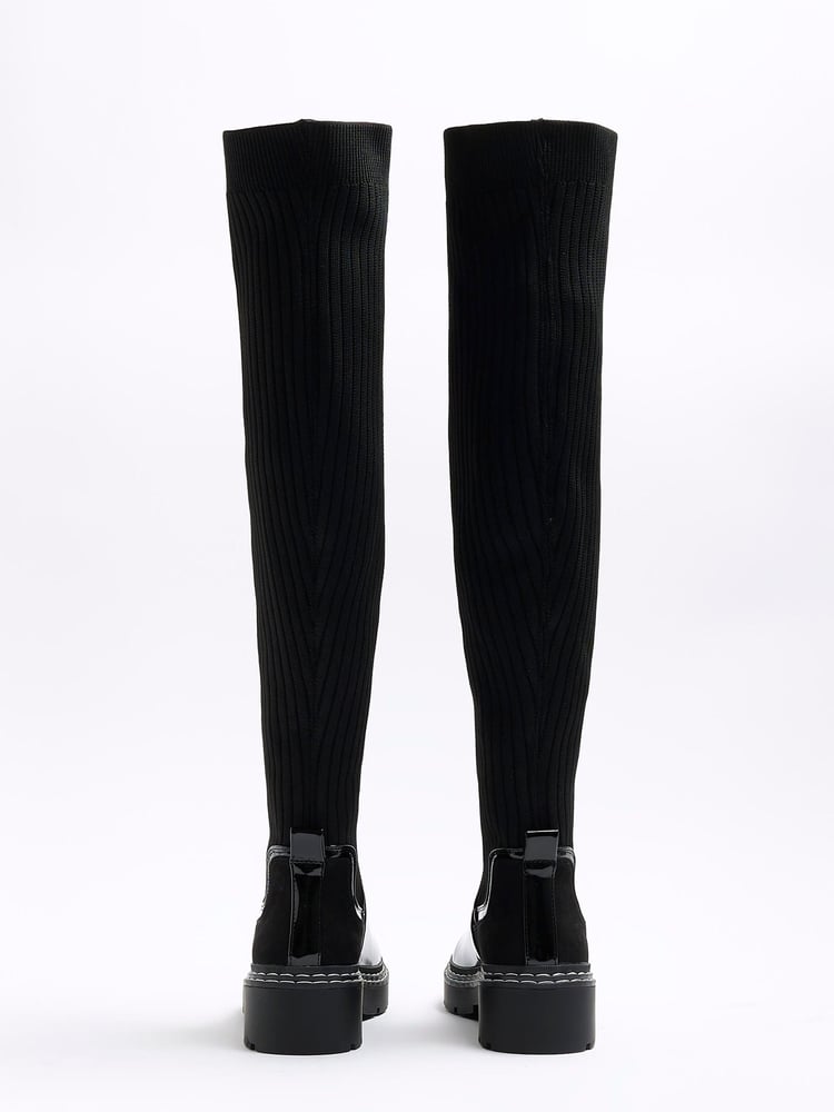 River Island Black Knit High Leg Boots - Image 5 of 5
