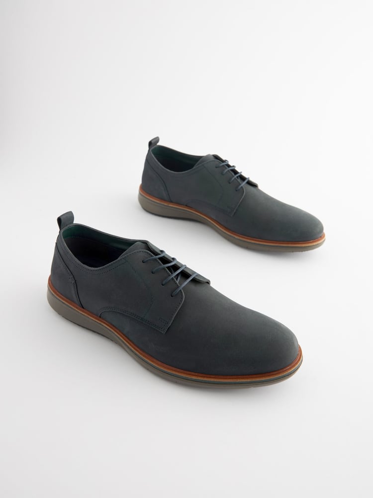 Navy Blue Leather Derby Shoes - Image 1 of 6