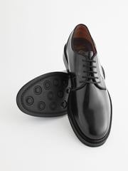 Black Leather Gloss Derby Shoes - Image 4 of 7