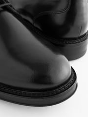 Black Leather Gloss Derby Shoes - Image 5 of 7